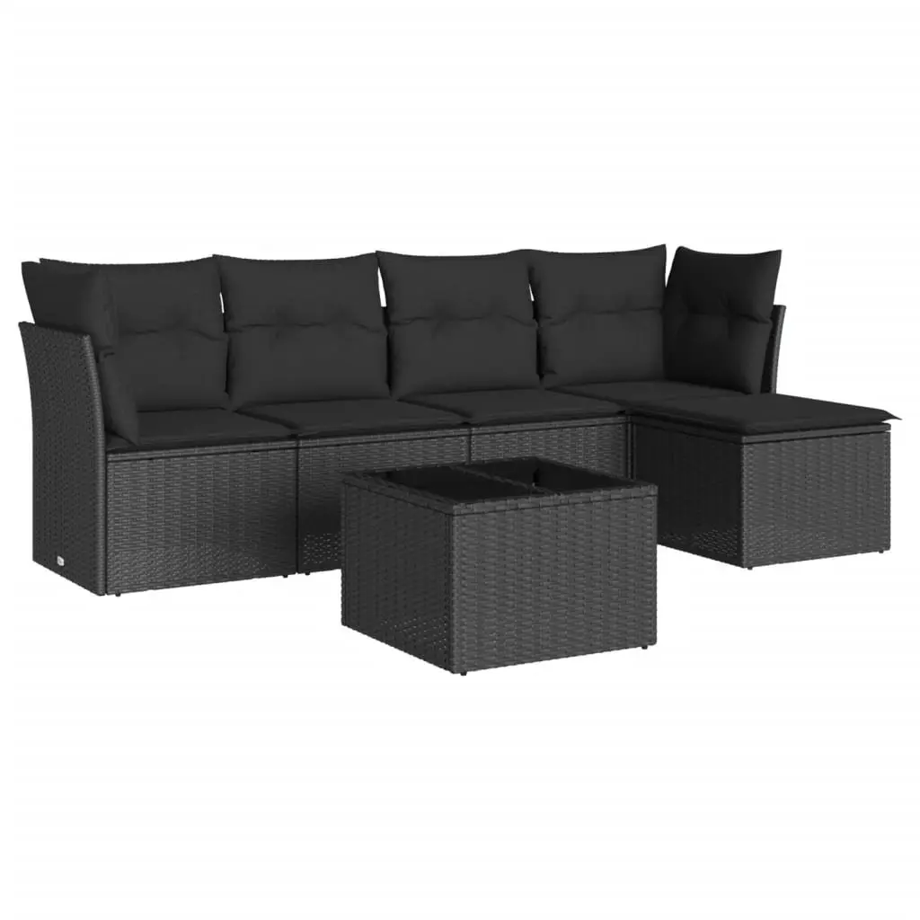 Garden Sofa Set Outdoor Furniture Patio Lounge 6 Piece Black Rattan