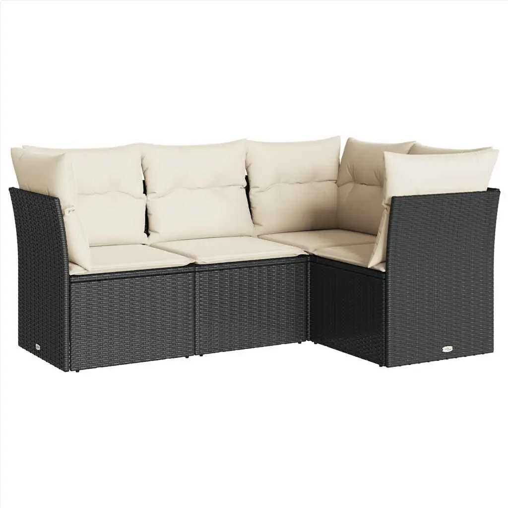 Garden Sofa Set Outdoor Furniture 4 Piece Patio Seating Black with Cushions