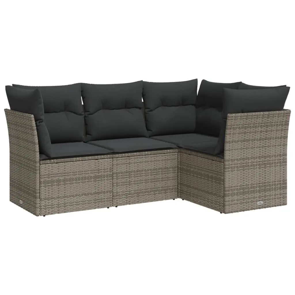 Garden Sofa Set Outdoor Furniture 4 Piece Modular Grey Poly Rattan
