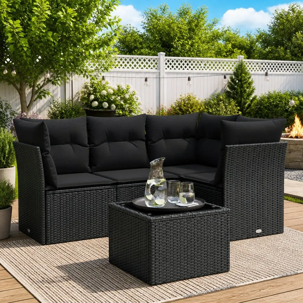 Garden Sofa Set Outdoor Furniture 5 Piece Black