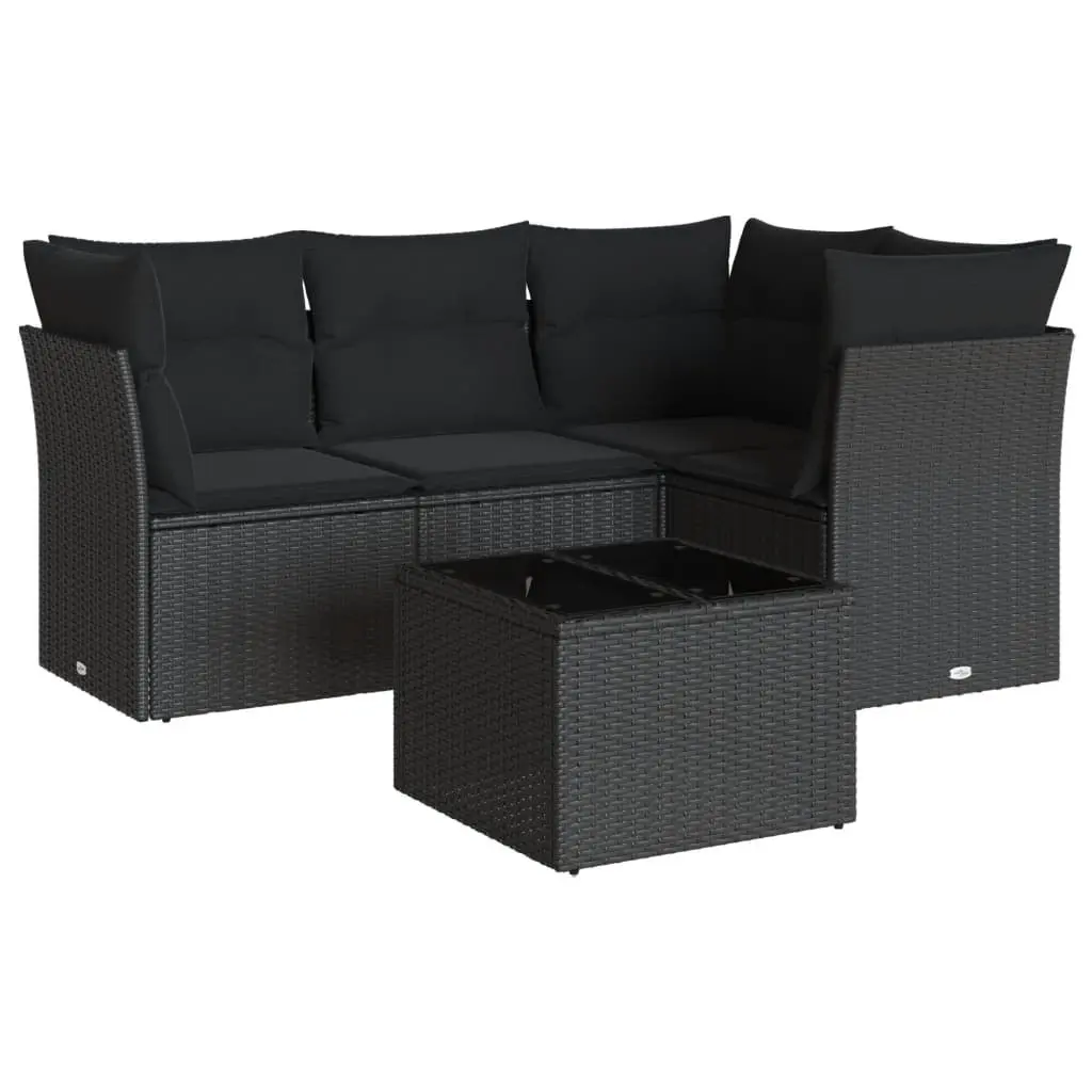 Garden Sofa Set Outdoor Furniture 5 Piece Black