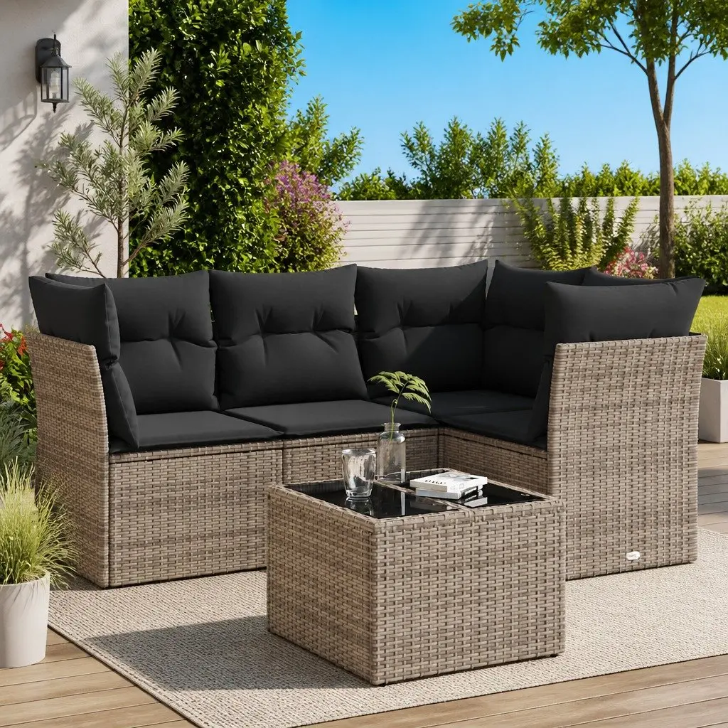 5 Piece Garden Sofa Set Grey Outdoor Furniture Patio Lounge