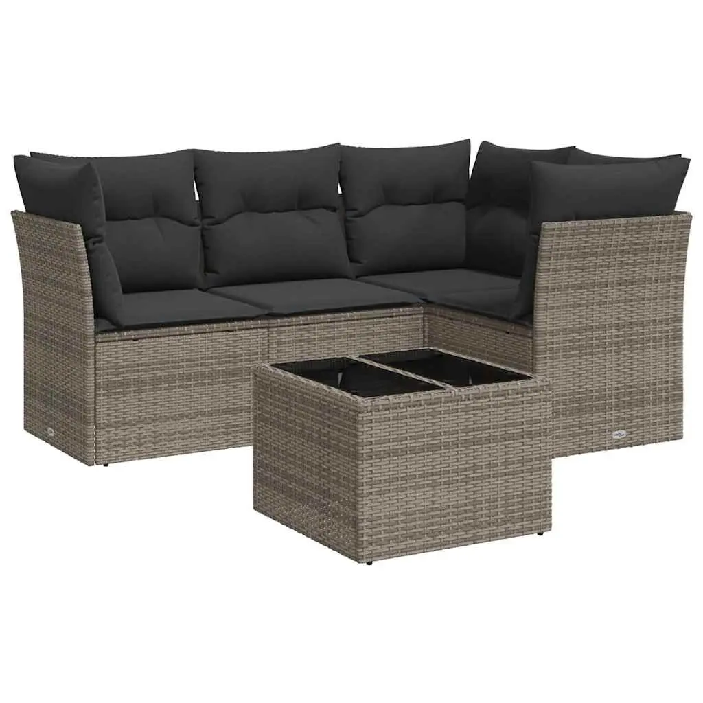 5 Piece Garden Sofa Set Grey Outdoor Furniture Patio Lounge