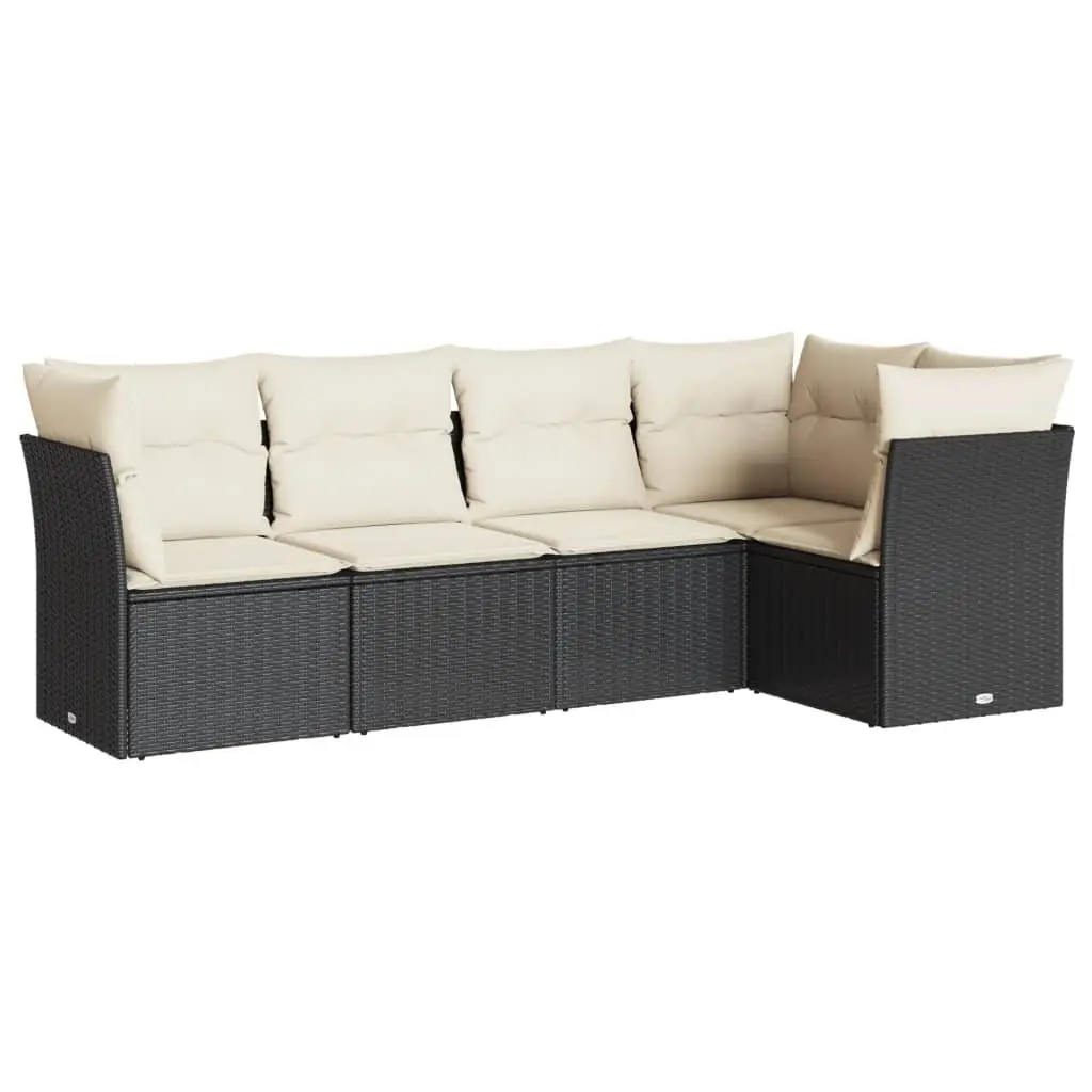 5 Piece Garden Sofa Set for Outdoor Patio Black Modular