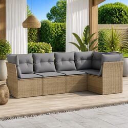 Garden Sofa Set Specifications: 5 Pieces in Beige