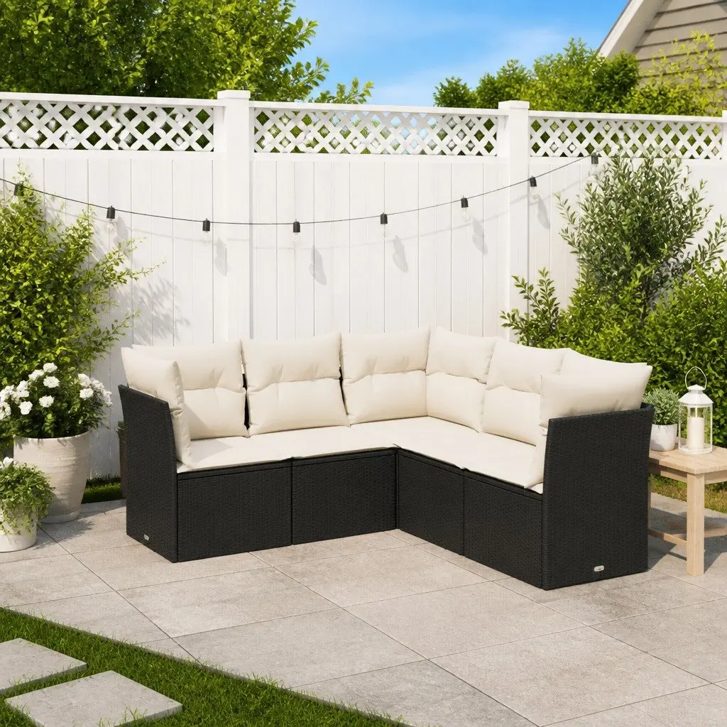 Garden Sofa Set Outdoor Furniture Patio Lounge Black 5 Piece