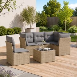 Specifications for 6-Piece Outdoor Sofa Set in Beige