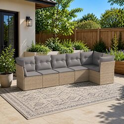 Specifications of the 6-Piece Beige Modular Garden Sofa Set