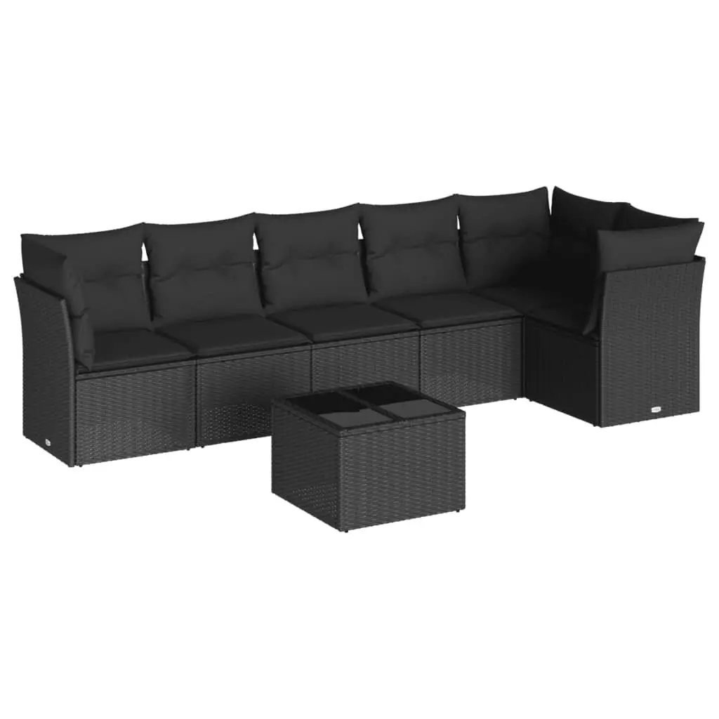 Garden Sofa Set 7 Piece Outdoor Furniture Patio Seating Black Poly Rattan with