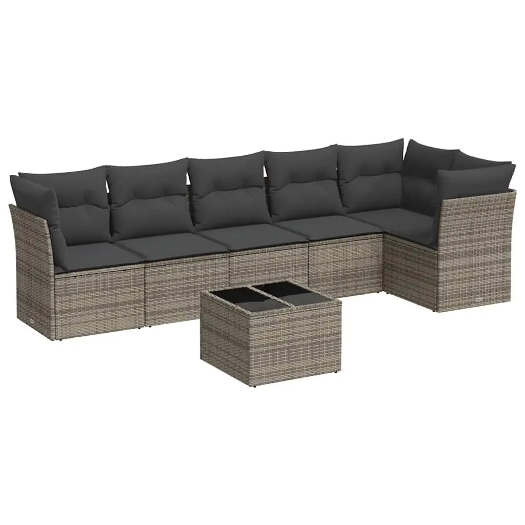 Garden Sofa Set 7 Piece Outdoor Furniture with Cushions Grey Patio Sectional