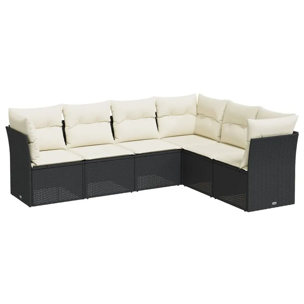 6 Piece Black Outdoor Sofa Set