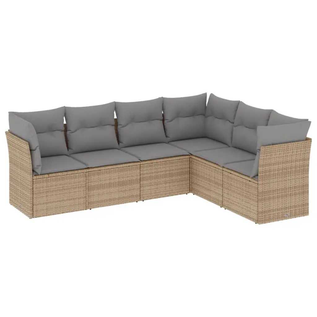 Garden Sofa Set Outdoor Furniture Modular 6 Piece Beige Patio Seating