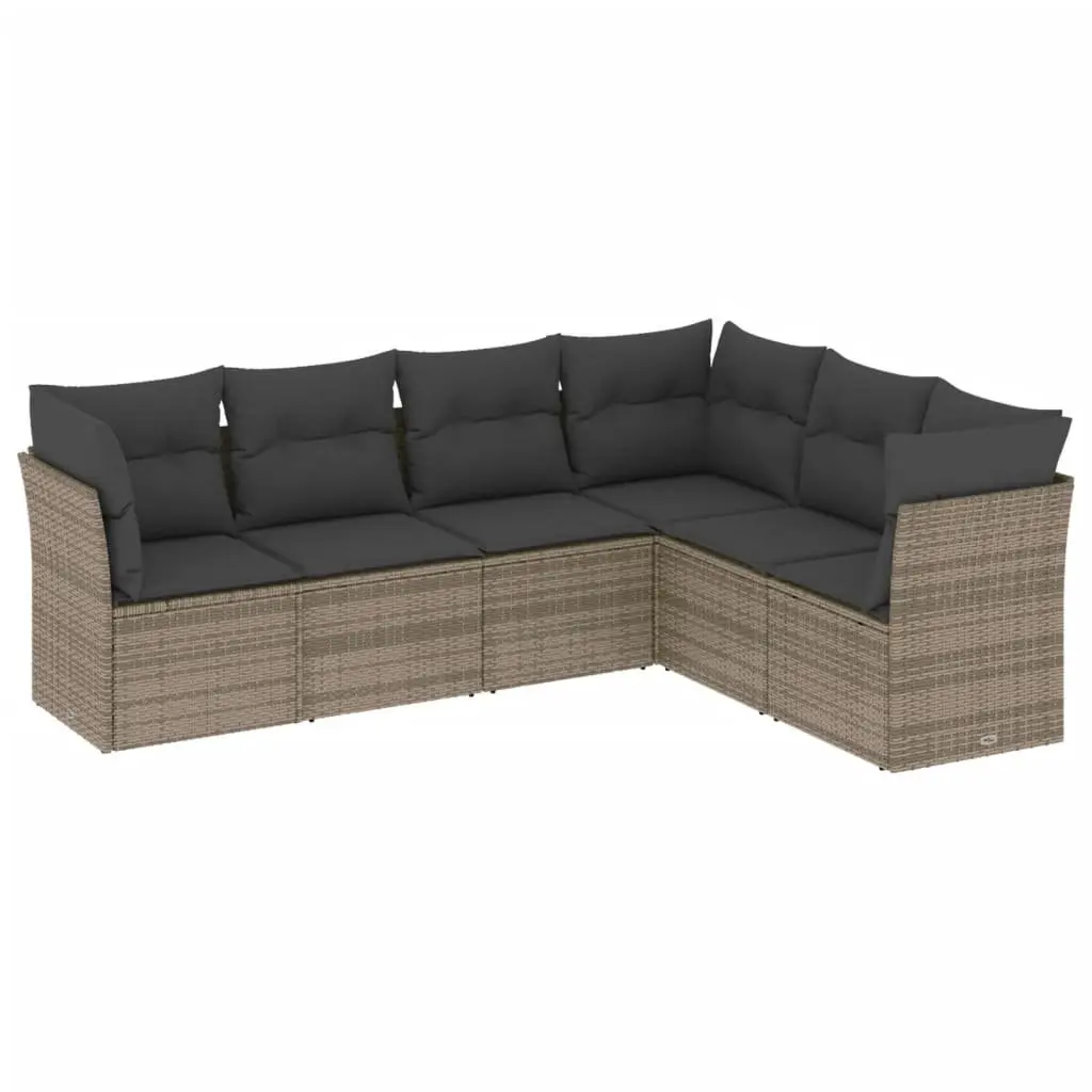 Garden Sofa Set 6 Piece Outdoor Furniture Grey Poly Rattan Patio Seating