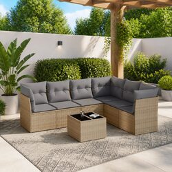 Specifications of the 7-Piece Outdoor Sofa Set in Beige