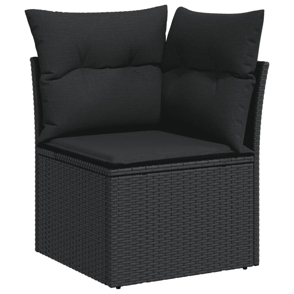 Garden Sofa Set Outdoor Furniture 6 Piece Black Poly Rattan Cushions