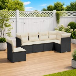 Garden Sofa Set 6 Piece Outdoor Furniture in Black