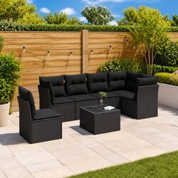 Garden Sofa Set Specifications: 7 Piece Patio Lounge Set