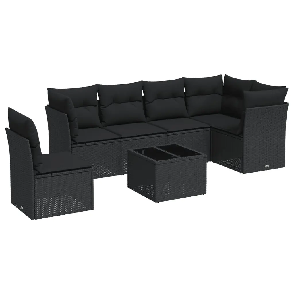 Garden Sofa Set 7 Piece Outdoor Furniture Patio Lounge with Cushions Black