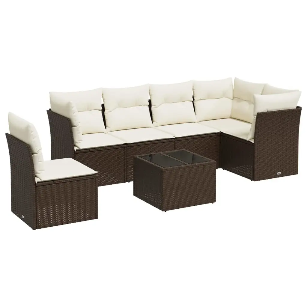 7 Piece Garden Sofa Set Outdoor Patio Furniture Black Rattan
