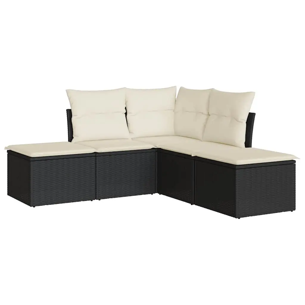 Garden Sofa Set Outdoor Furniture Patio 5 Piece Black Rattan Cushions