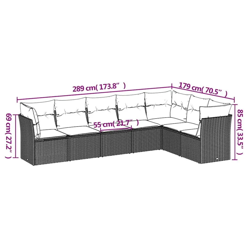 Garden Sofa Set 7 Piece Outdoor Furniture Patio Lounge Cushions Black