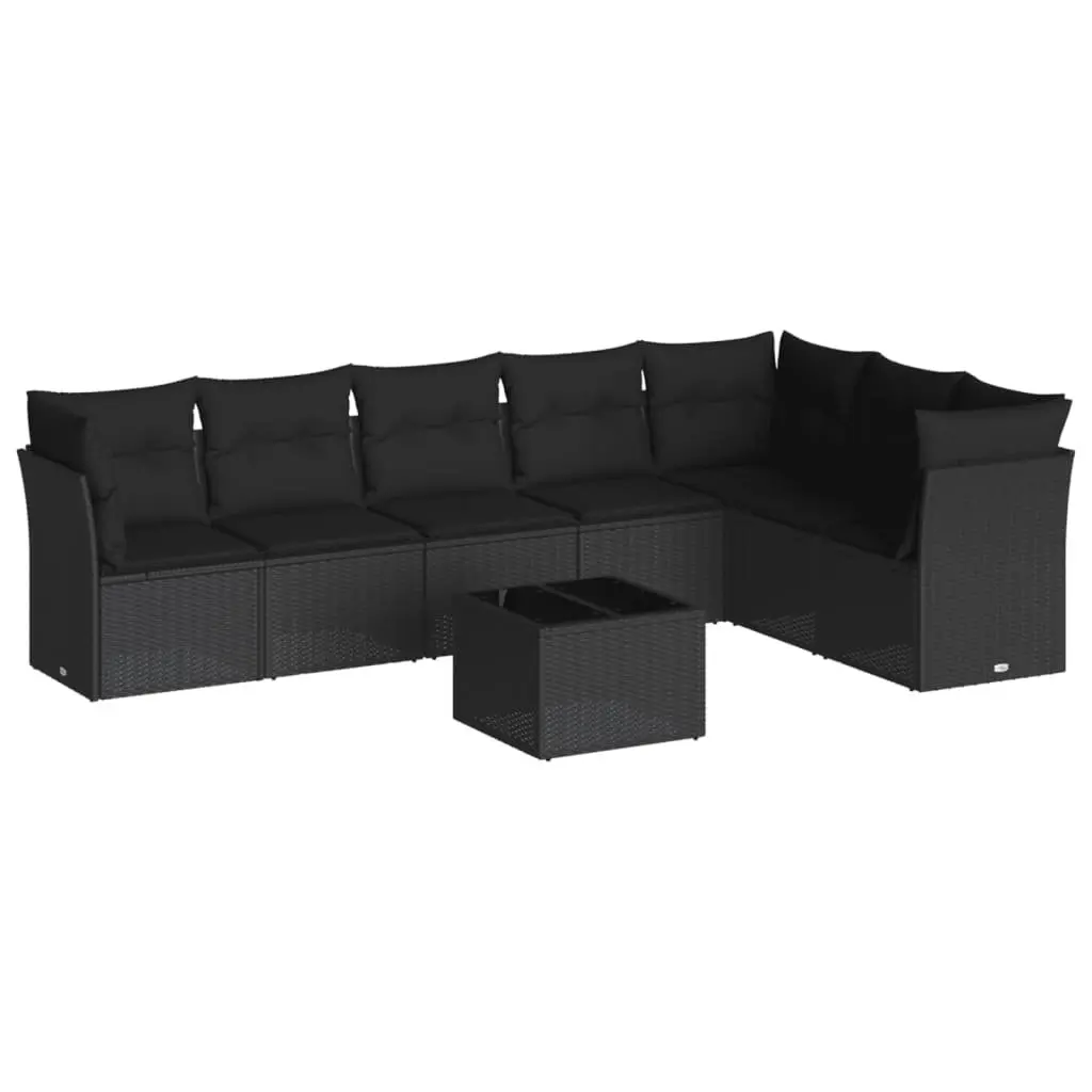 Garden Sofa Set 8 Piece Outdoor Furniture Patio Black Rattan Modular Lounge