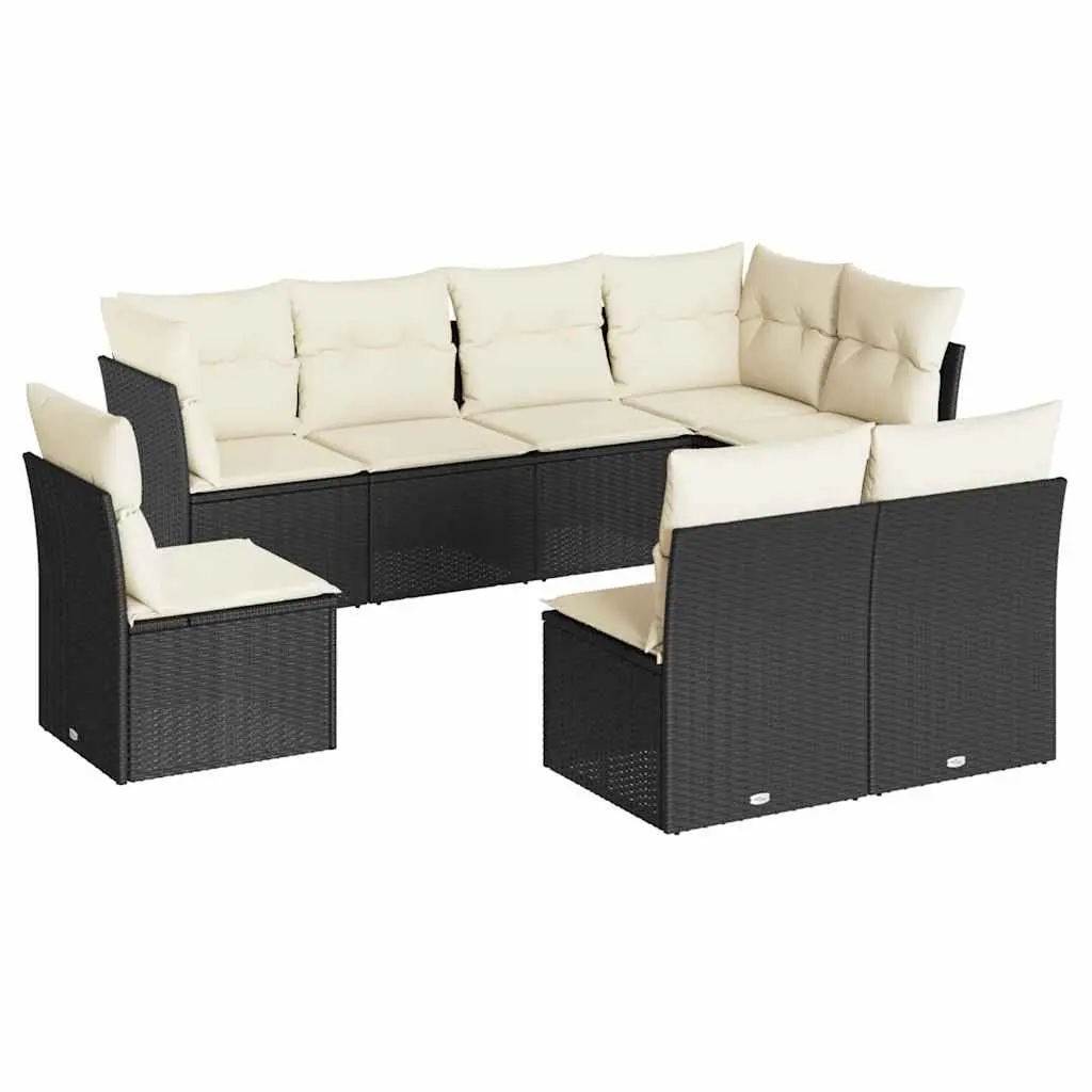 8-Piece Modular Black Garden Sofa Set