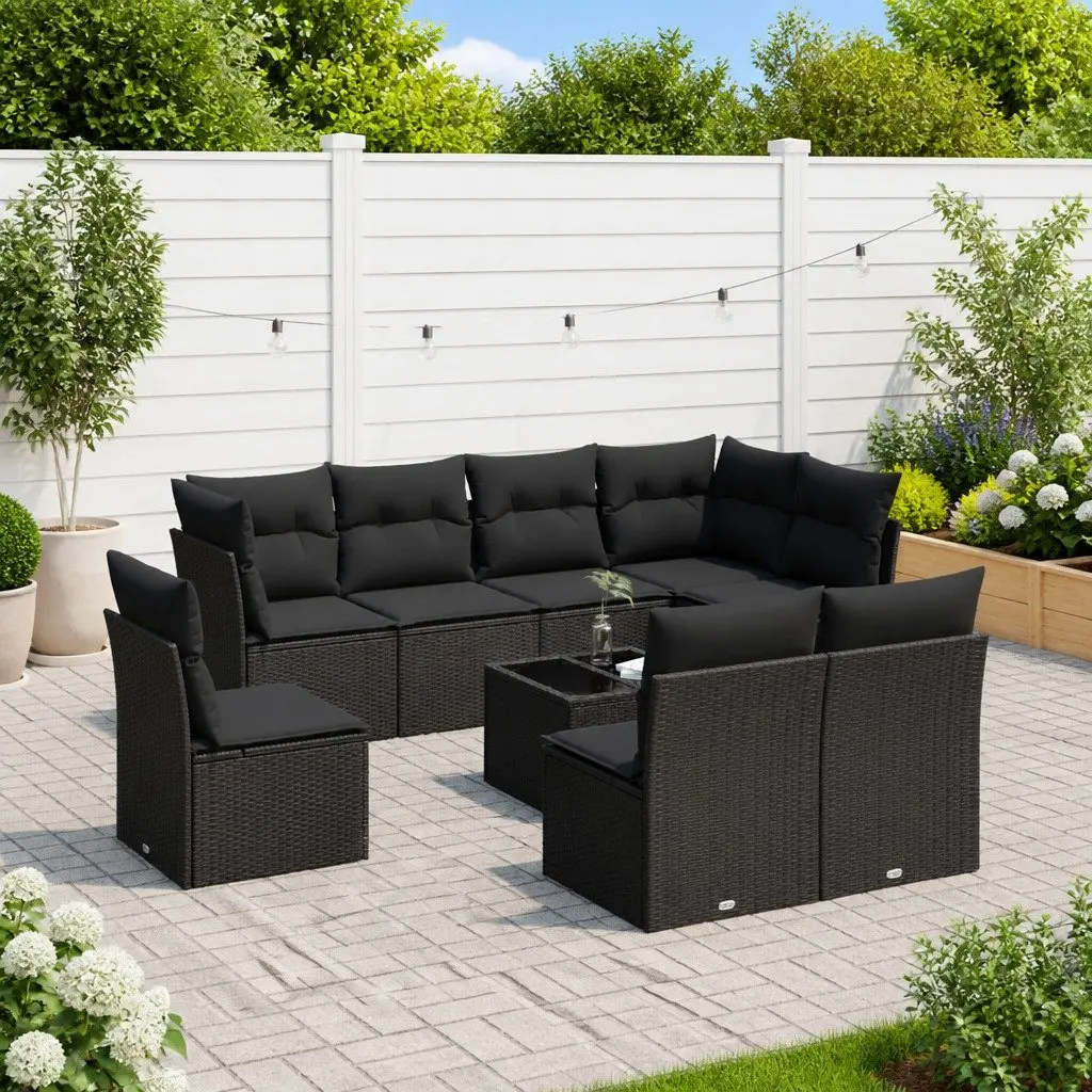 9 Piece Garden Sofa Set with Cushions