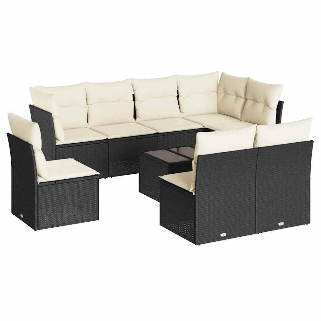 9 Piece Black Patio Sofa Set