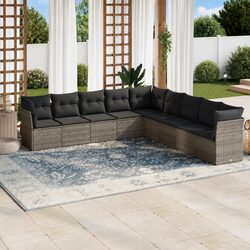 Garden Sofa Set 9 Piece Outdoor Furniture Patio Lounge Grey Modular Sectional