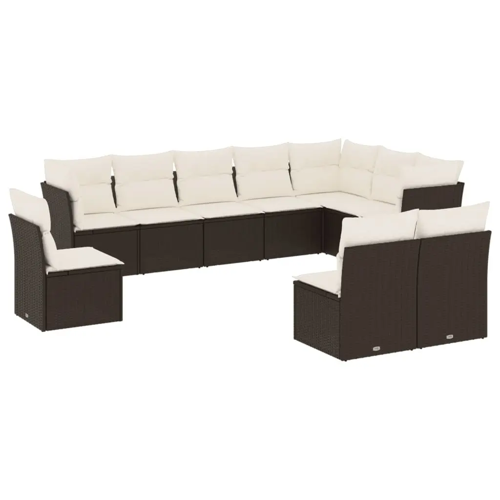 10 Piece Outdoor Garden Sofa Set for Patio Black Modular Furniture