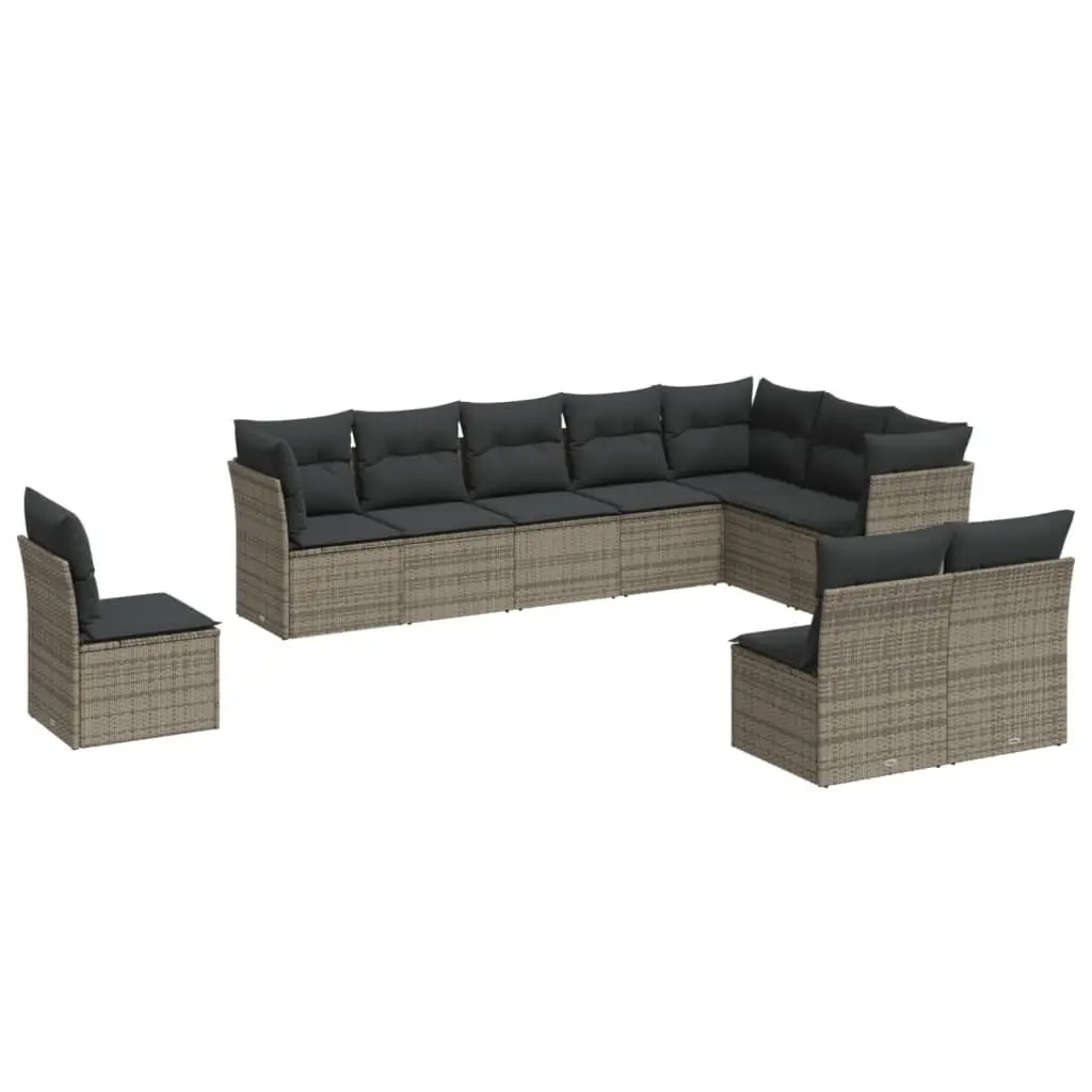 Garden Sofa Set Outdoor Furniture Grey Poly Rattan Modular 10 Piece
