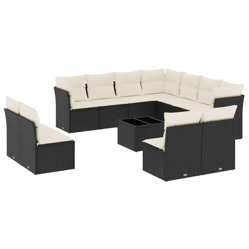 Garden Sofa Set Outdoor Furniture Patio 12 Piece Black Poly Rattan Modular