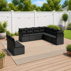 Garden Sofa Set: 9 Modular Pieces in Durable PE Rattan