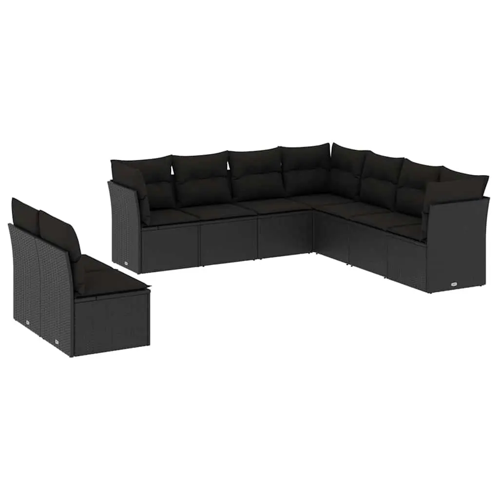 Garden Sofa Set 9 Piece Outdoor Furniture Patio Lounge Modular Black Rattan