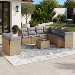 Specifications for 10-Piece Outdoor Sofa Set: Beige Rattan