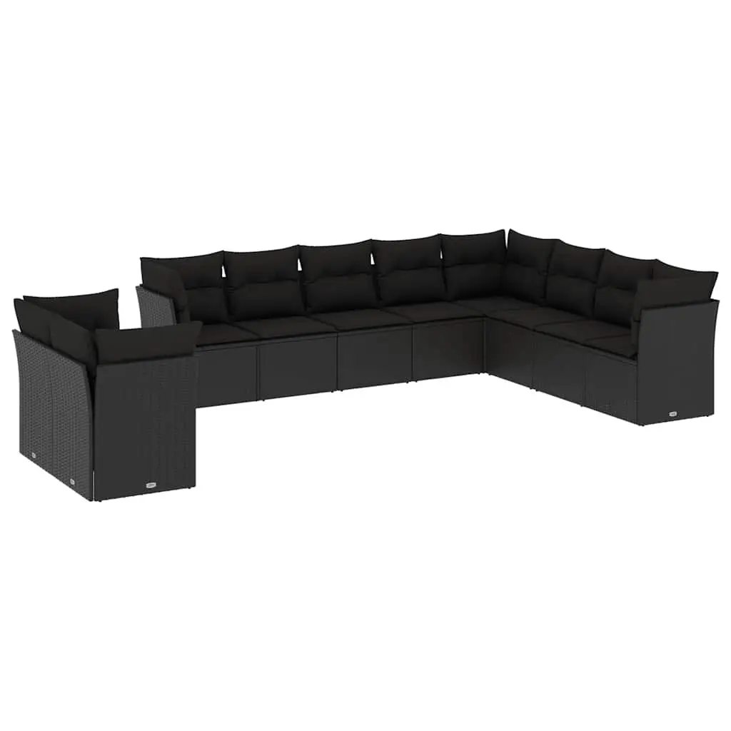 Garden Sofa Set 10 Piece Outdoor Furniture Patio Seating Black
