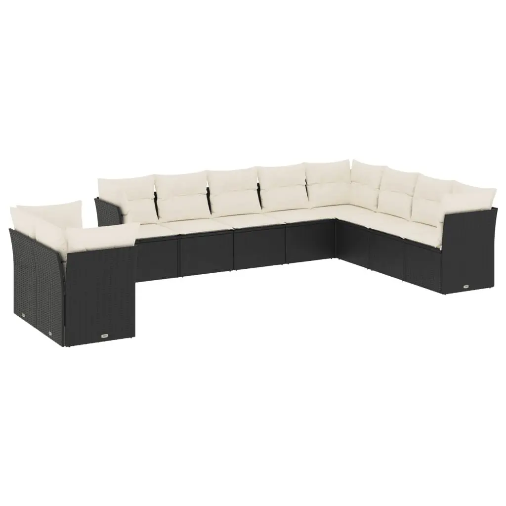 Modular Outdoor Furniture Set 10 Piece Black PE Rattan Sofa for Garden Patio