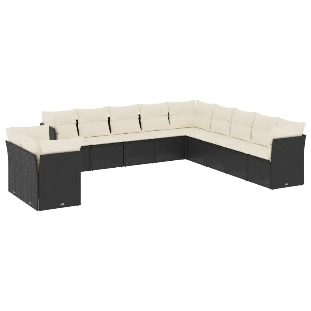 Garden Sofa Set Outdoor Furniture Patio Seating 11 Piece Black with Cushions