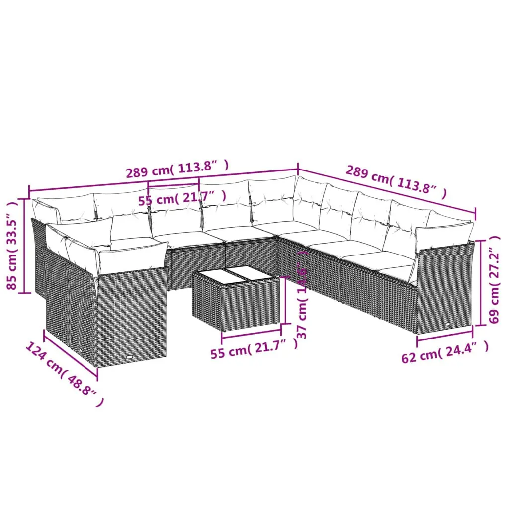 12-Piece Outdoor Garden Sofa Set
