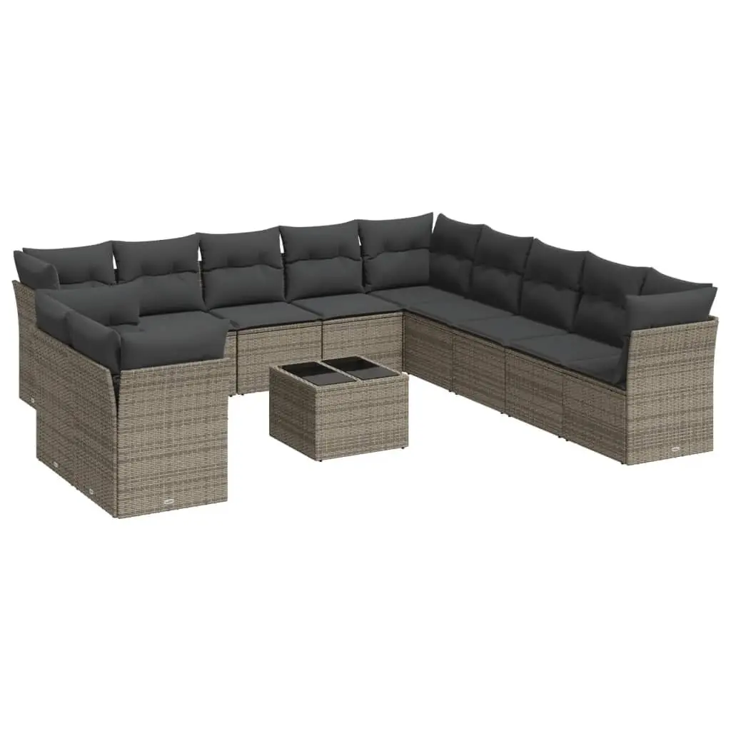 Garden Sofa Set Outdoor Furniture 12 Piece Grey Patio Sectional with Cushions
