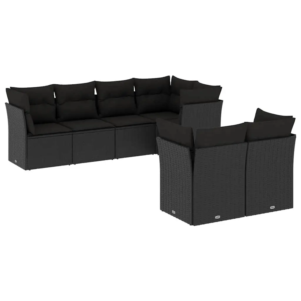 7 Piece Black Garden Sofa Set