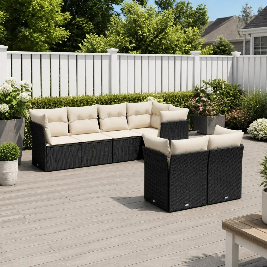 Black Poly Rattan Garden Sofa Set