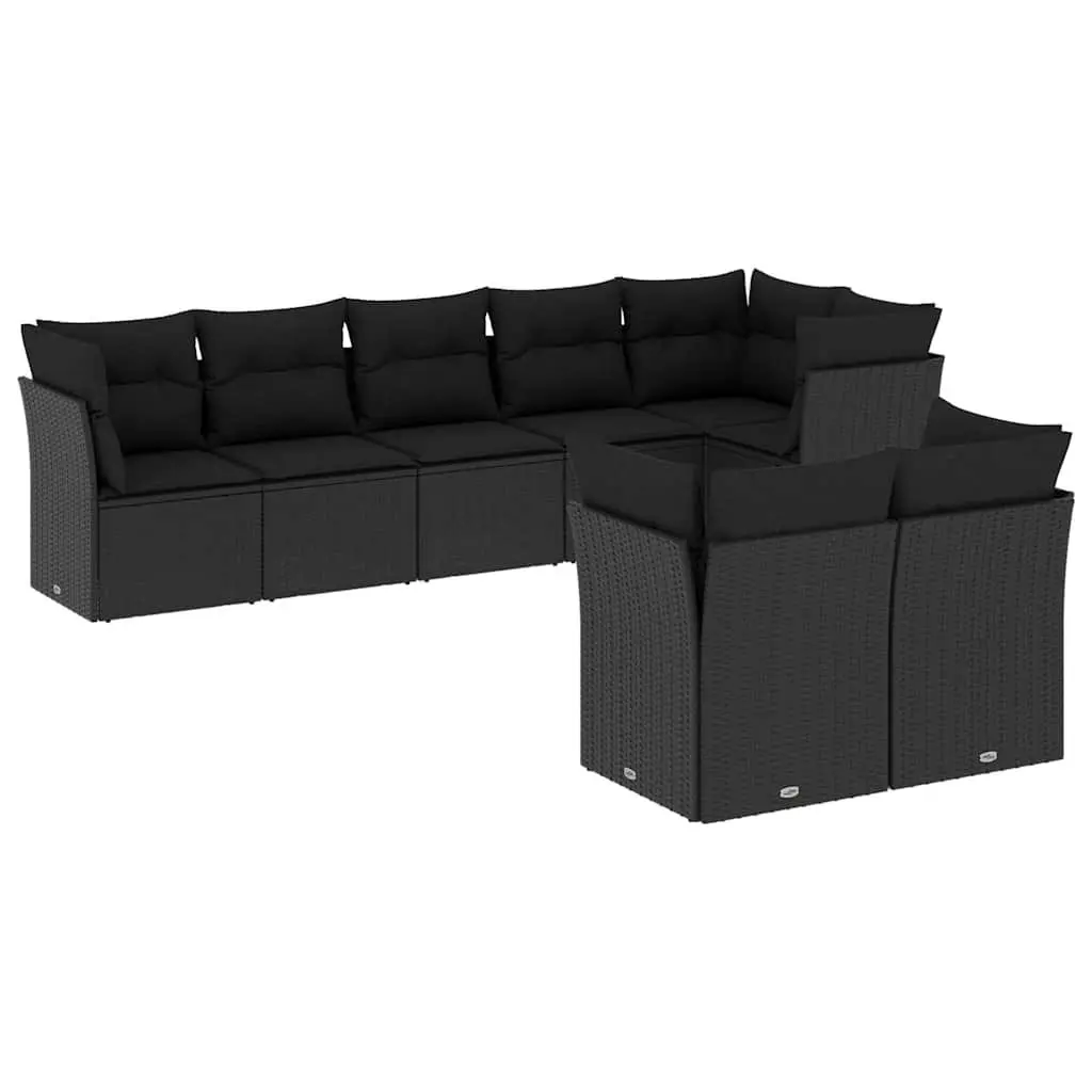 8 Piece Outdoor Garden Sofa Set for Backyard Terrace Patio Black
