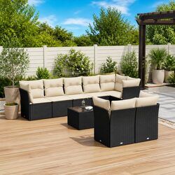 Specifications of Black 9-Piece Garden Sofa Set with Cushions