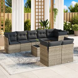 Specifications for 9-Piece Grey Poly Rattan Sofa Set