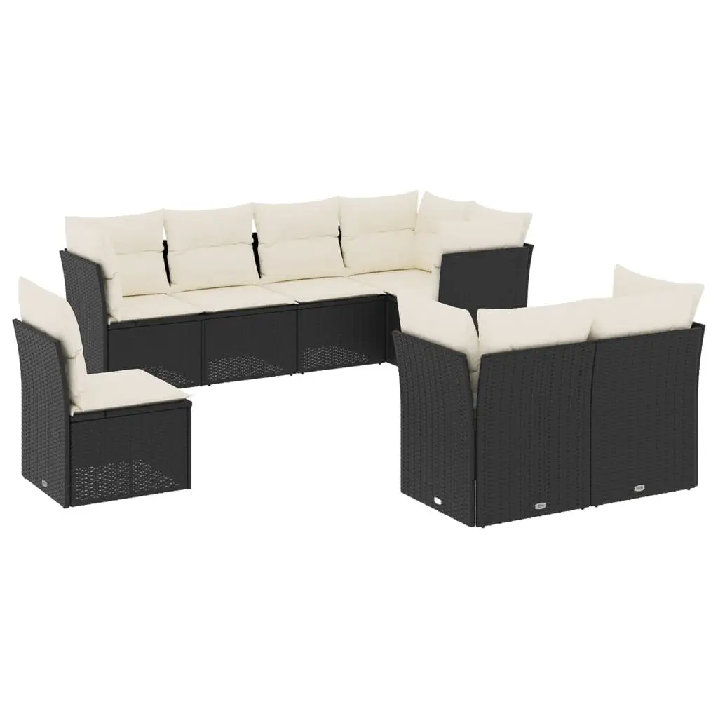 Garden Sofa Set Outdoor Furniture 8 Piece Modular Rattan Patio Lounge Black