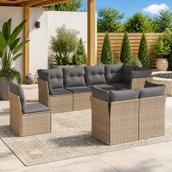 Specifications of 8 Piece Beige Garden Sofa Set
