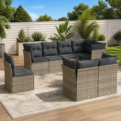 Garden Sofa Set 8 Piece Outdoor Furniture Patio Seating Grey Modular with