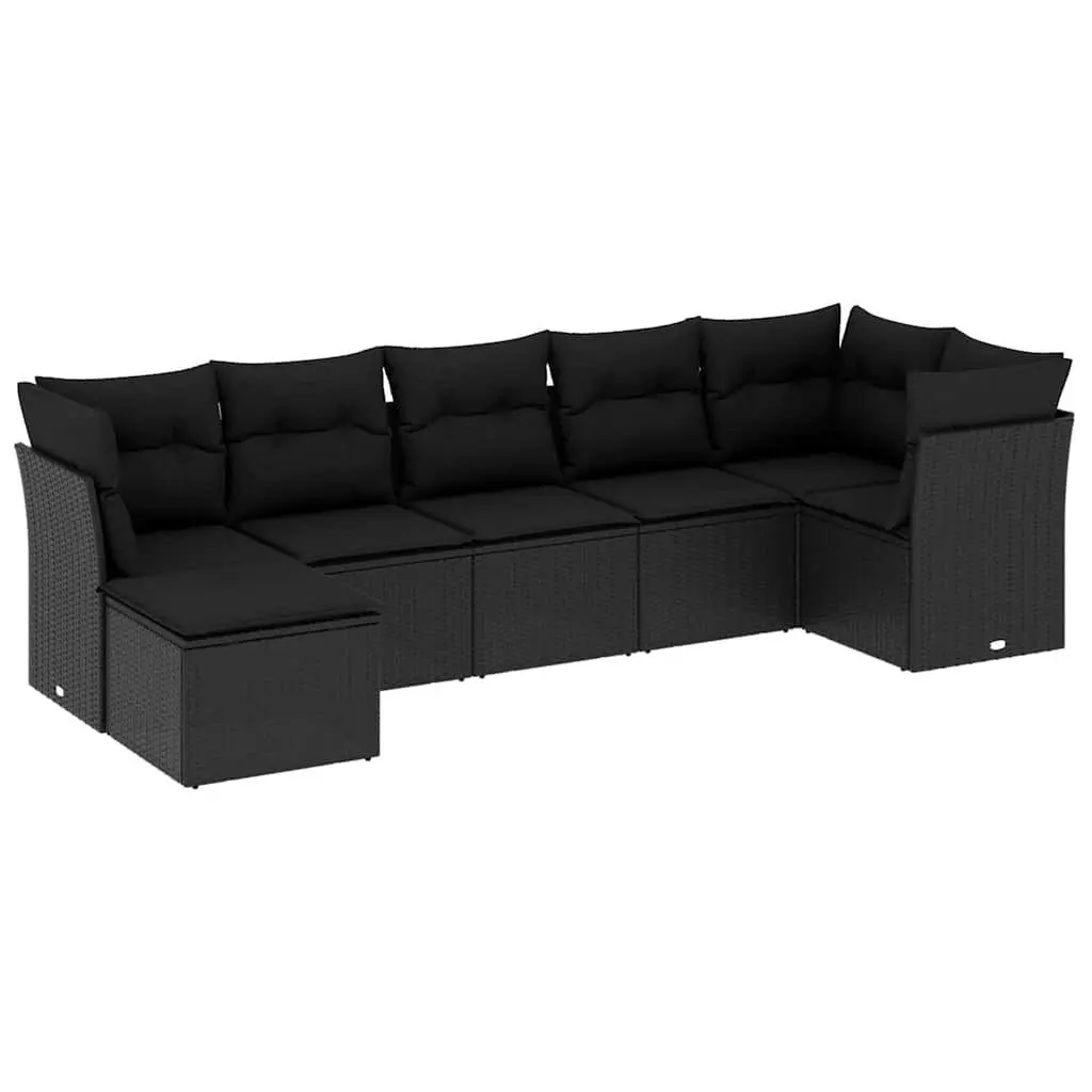 Garden Sofa Set Outdoor Patio Furniture 7 Piece Black Modular Rattan Lounge